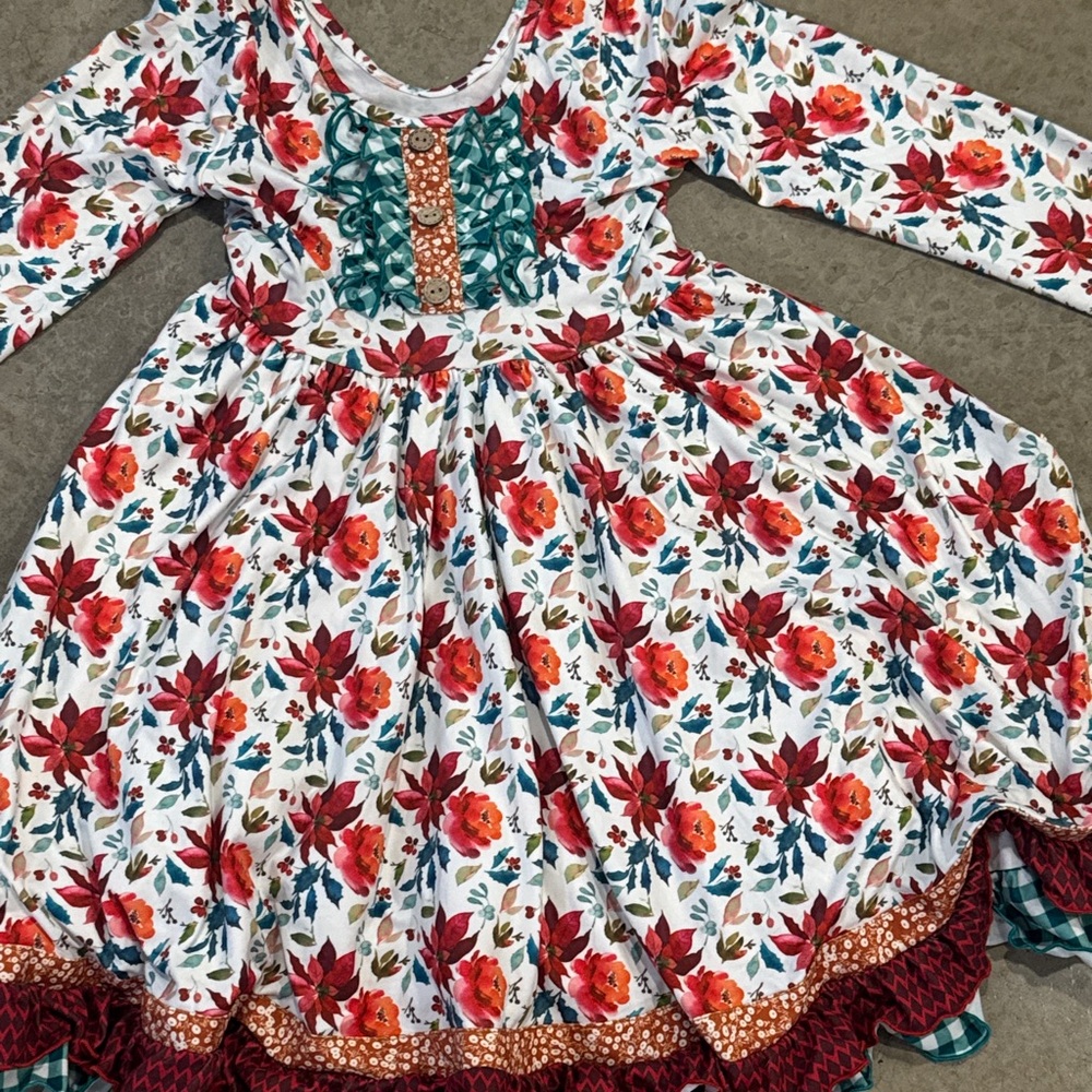 Cheeky Plum Floral Kids Dress - Red and Green